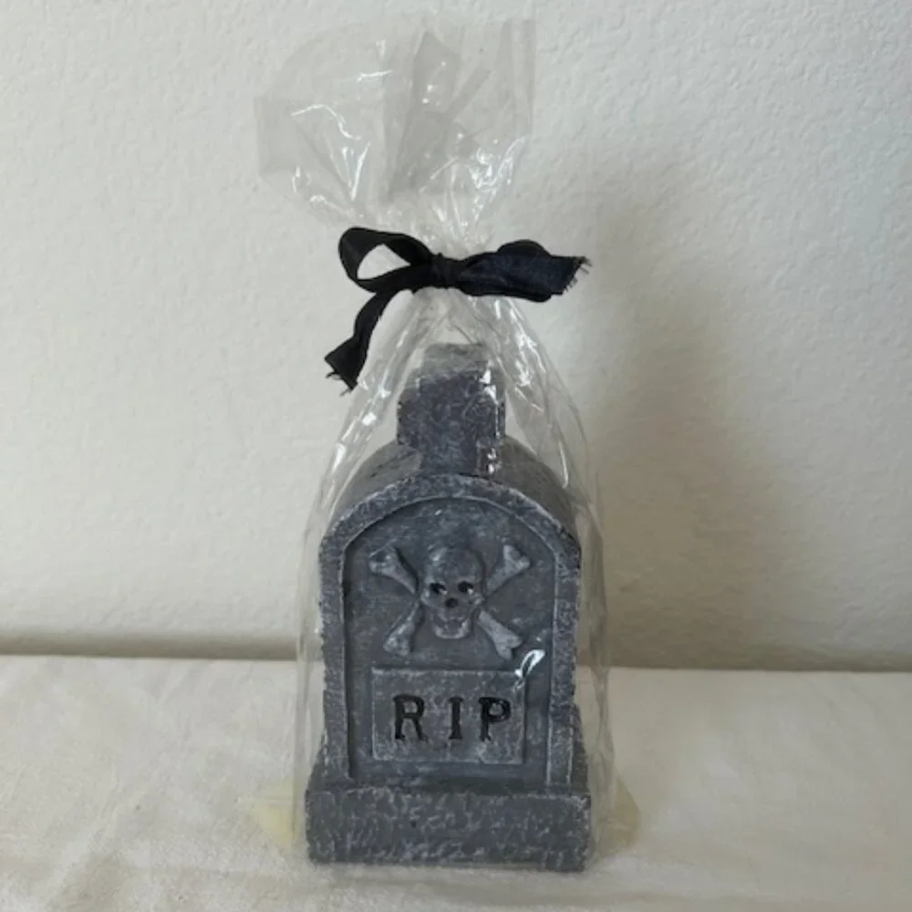 Halloween Headstone Graveyard Wax Candle NEW